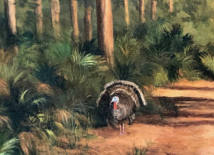 Painting of a turkey in the woods Painting of a turkey in the woods