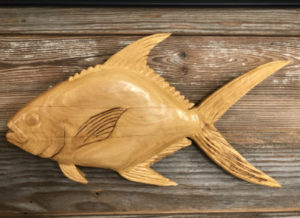 Ronnie Segree "Pompano" 9x18x1 carved cypress $190 Ronnie Segree "Pompano" 9x18x1 carved cypress $190