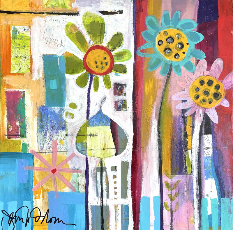 Jenny Odom Notes to the Future 20x20 acrylic-collage on canvas $425