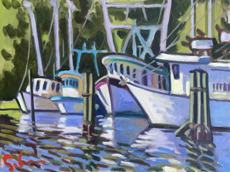 Greg Sobran Shrimp Boats in Apalach 16x20 oil on linen canvas $2200.