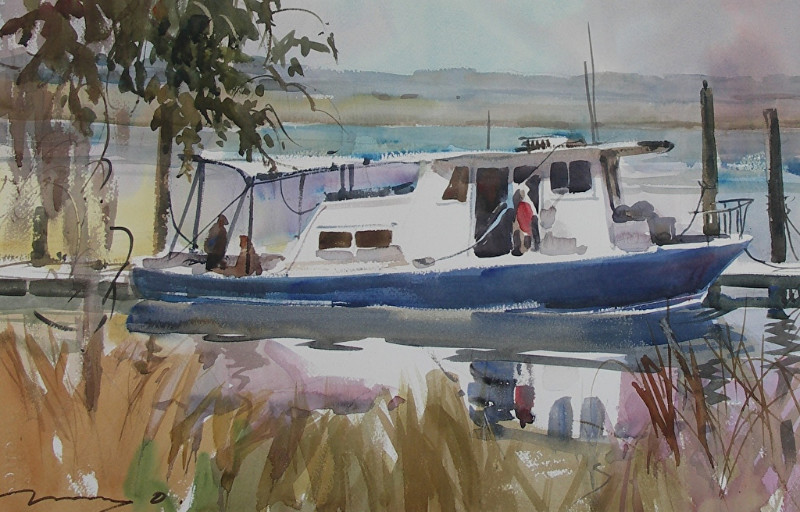 Mary O. Smith Day Boat 15x22 watercolor $750.