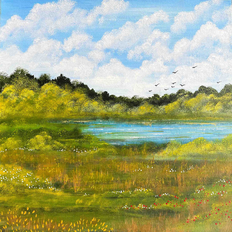 Fabiana Walsh Hidden Pond 20x20 acrylic on canvas wrap $600.